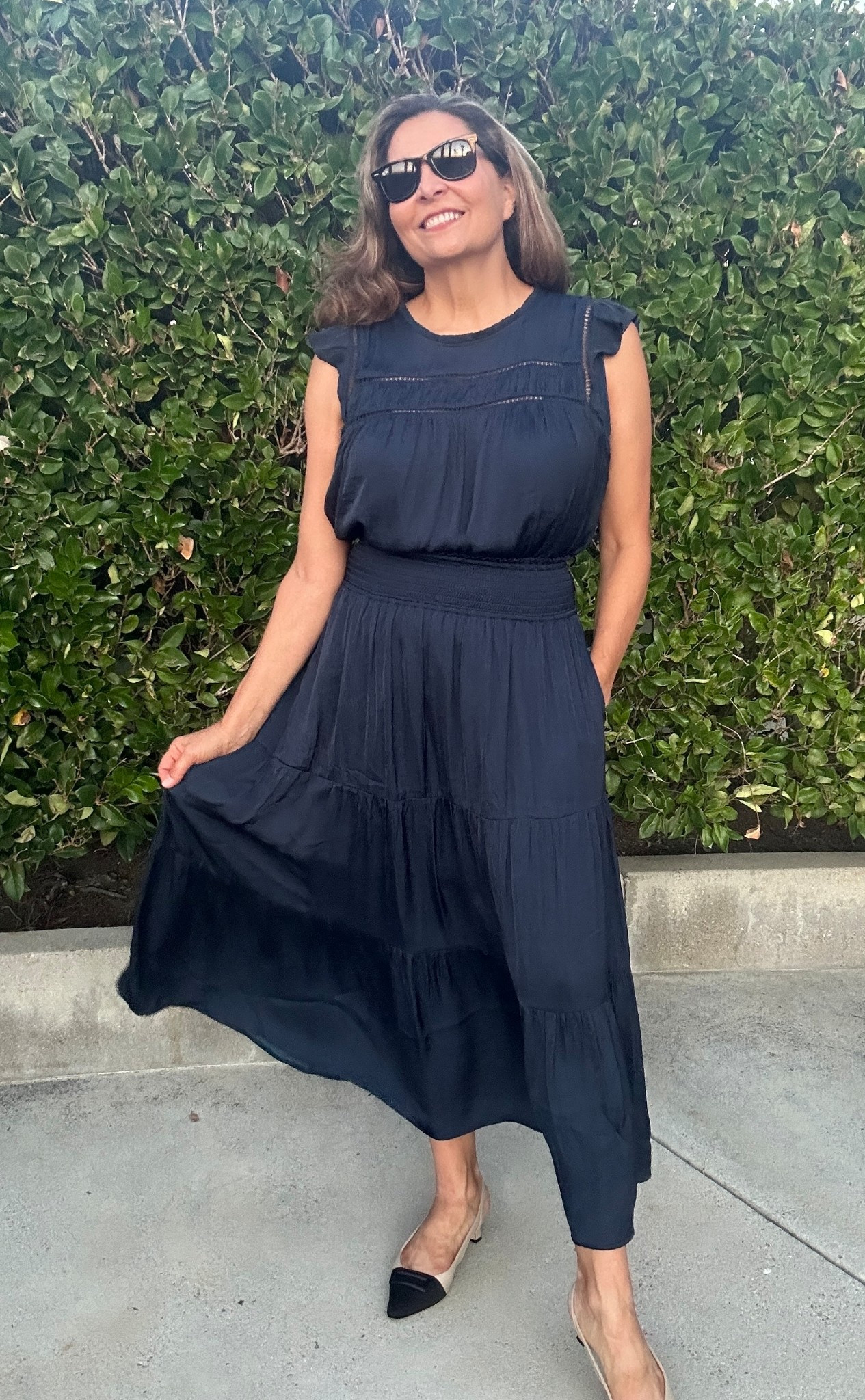 This fabric is light weight and feels luxurious on! I’m in my usual size M top & small skirt
Run tts 

#LTKOver40 #LTKMidsize #LTKStyleTip