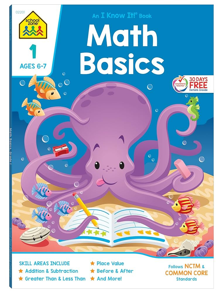 School Zone - Math Basics 1 Workbook - 64 Pages, Ages 6 to 7, 1st Grade, Numbers 1-100, Identifyi... | Amazon (CA)