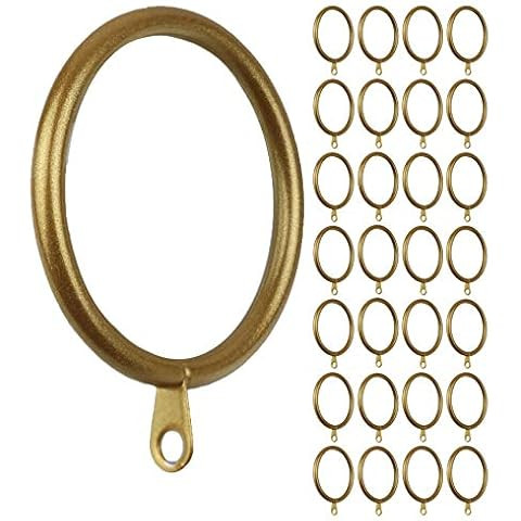 Antique Brass Curtain Rings with Eyelets for Curtain Rods (Set of 30 PCS Curtain Rings) (2 inch I... | Amazon (US)