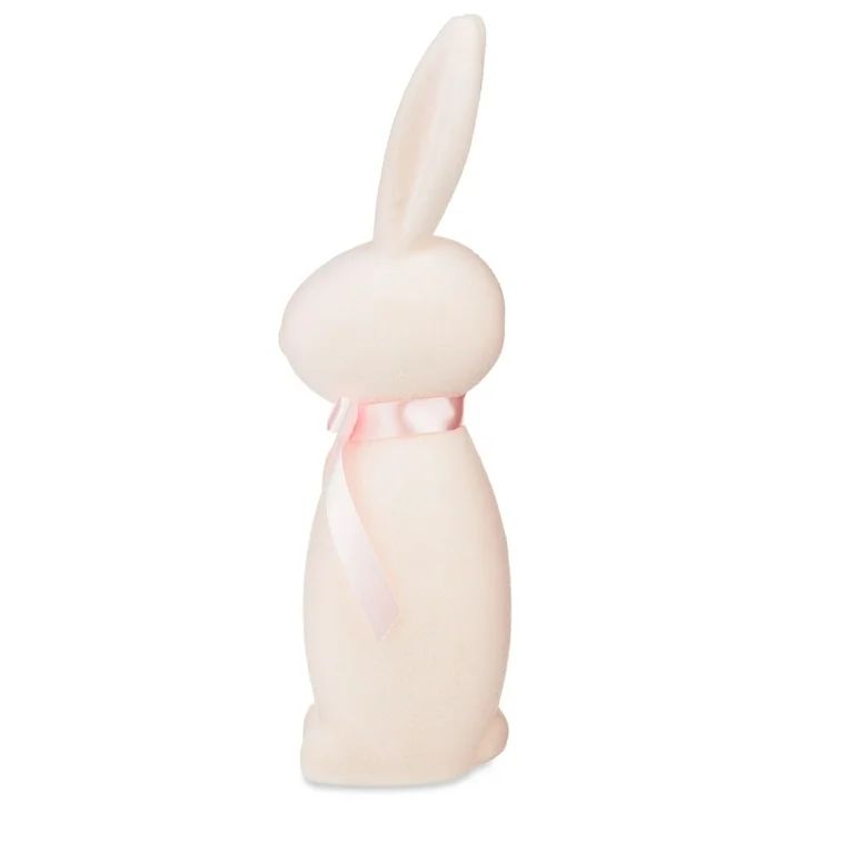 Easter Flocked Bunny Decor, Pink, 16 Inch, Way To Celebrate - Walmart.com | Walmart (US)
