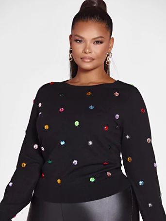 Felicity Multicolor Gemstone Sweater - Fashion To Figure | Fashion to Figure