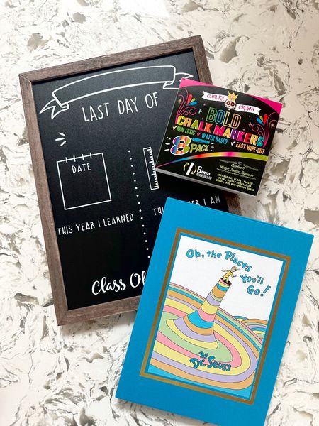 Love this Amazon first and last day of school chalkboard for taking school pics! Also linking these bright chalkboard markers and this Dr Suess book for Van’s teachers go sign 

#LTKFindsUnder100 #LTKFindsUnder50 #LTKKids