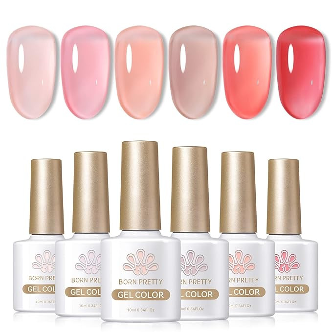 Born Pretty Jelly Gel Nail Polish Set Sheer Nude Pink Gel Polish Crystal Transparent Gel Polish K... | Amazon (US)