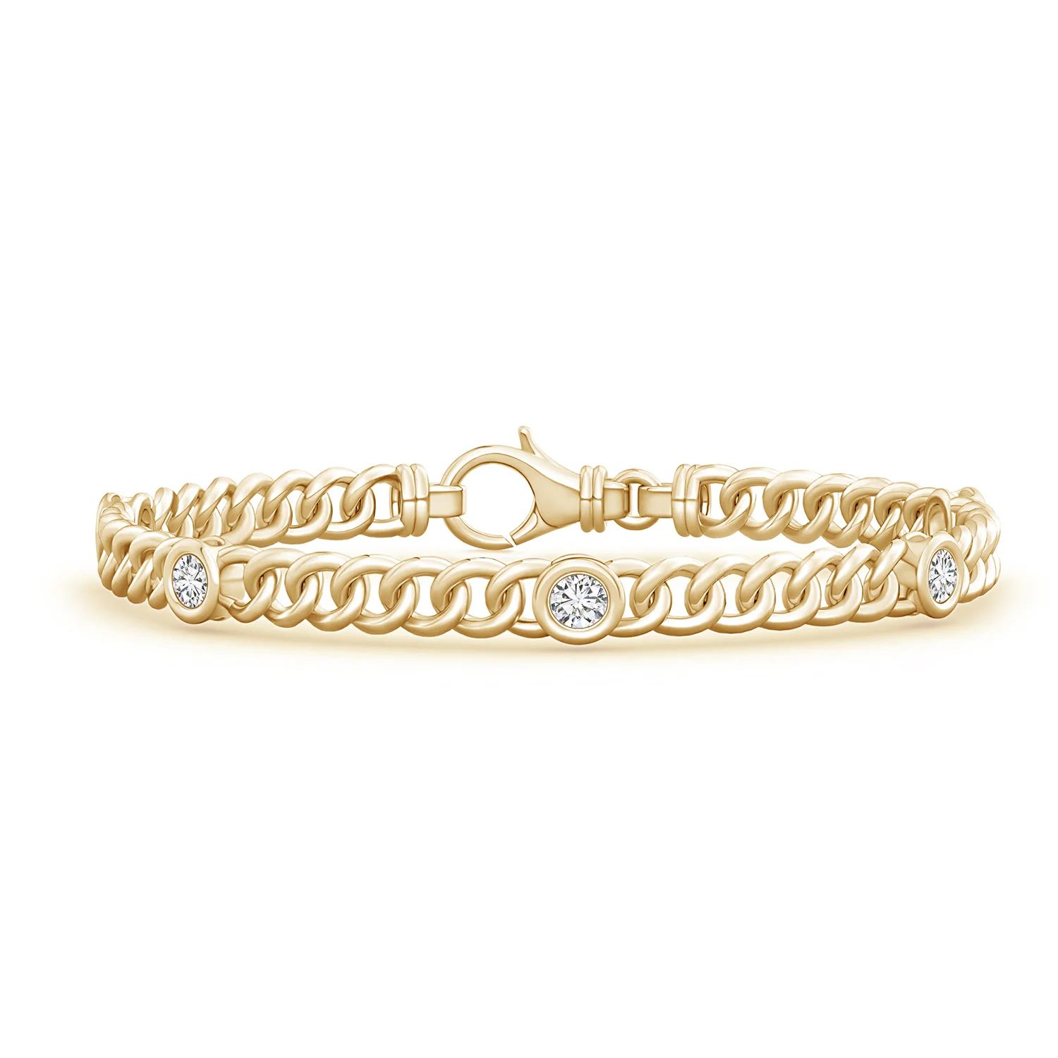 Bezel-Set Diamond Curb Chain Link Bracelet | Angara US