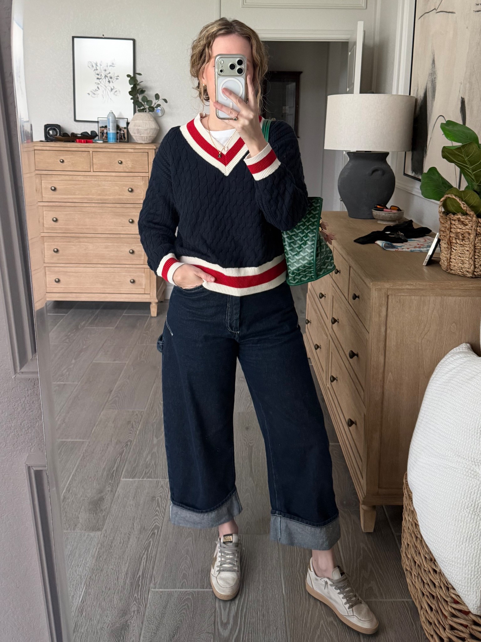 Wearing a small in sweater, 29 in jeanss