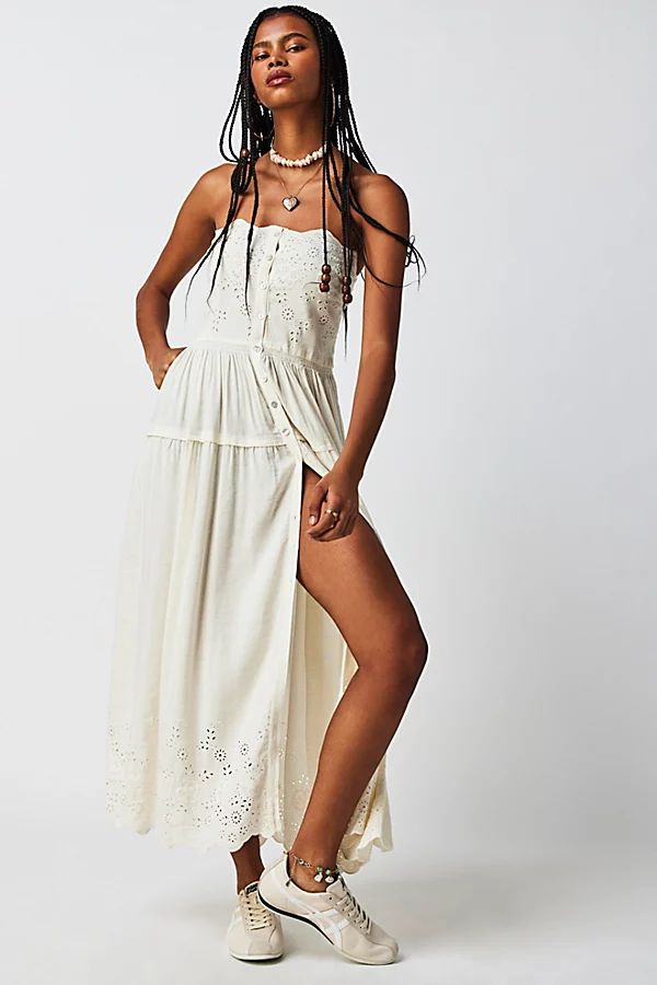 Evelyn Eyelet Midi Dress by Free People, Ivory, XL | Free People (Global - UK&FR Excluded)