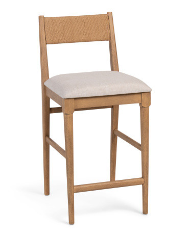 solid mahogany counter stool with cord back and cushion seat | TJ Maxx