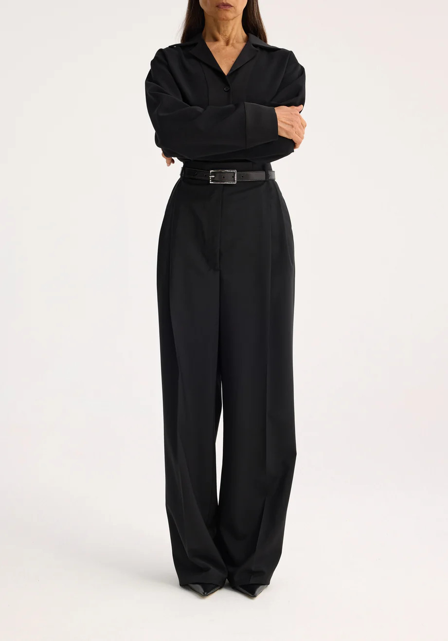 high-waist tailored trousers | black | Rohe