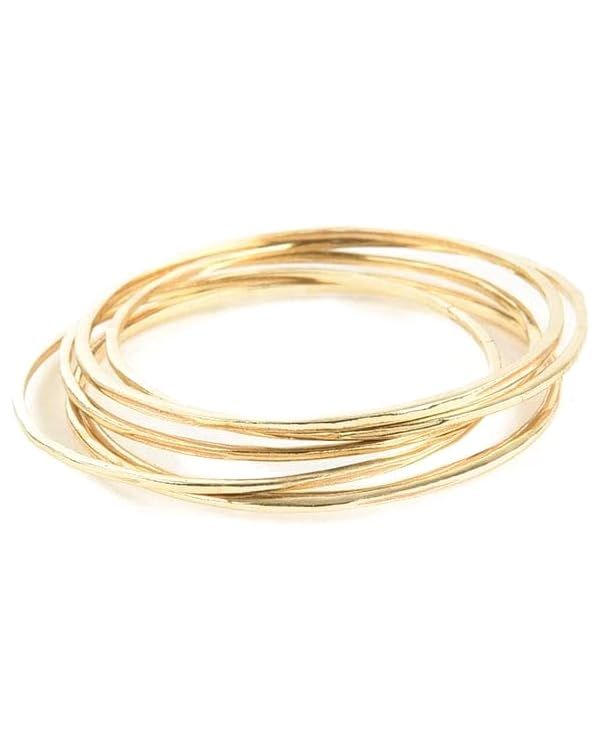 INK + ALLOY Thin Gold Bangles for Women, Katherine Boho Stackable Bracelets, Handmade Jewelry for... | Amazon (US)