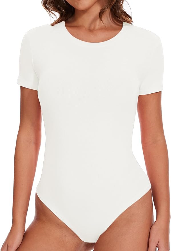 BodySuits for Womens Round Neck Short Sleeve T Shirts Basic Body suit | Amazon (US)