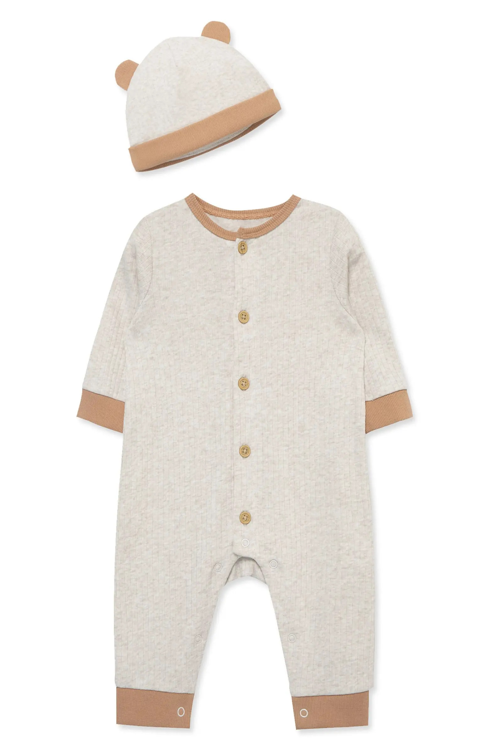 Rib Organic Cotton Romper & Beanie | Nordstrom Rack