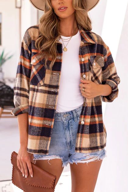 Fall For It Rust Plaid Shacket | Shop Priceless