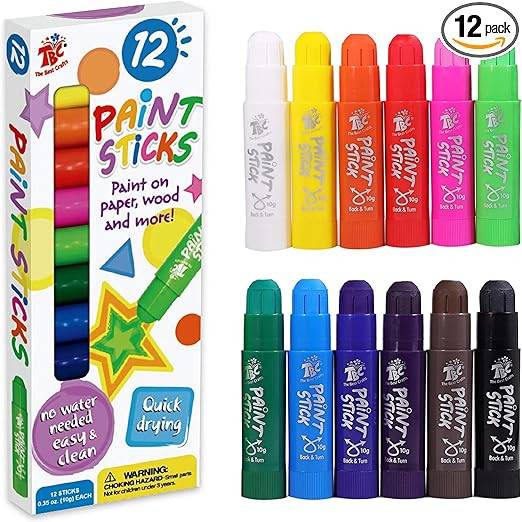 TBC The Best Crafts Paint Sticks,12 Classic Colors, Washable Paint, Non-toxic, Tempera Paint Stic... | Amazon (US)
