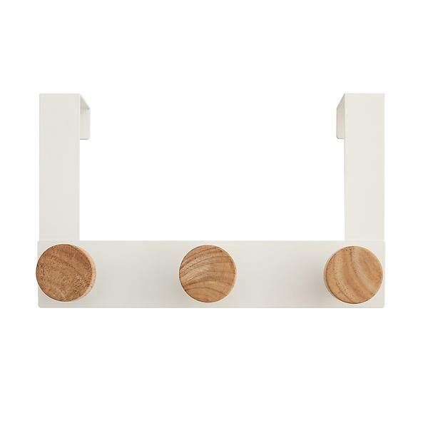White & Natural Oslo Over Door Hook & Rack | The Container Store