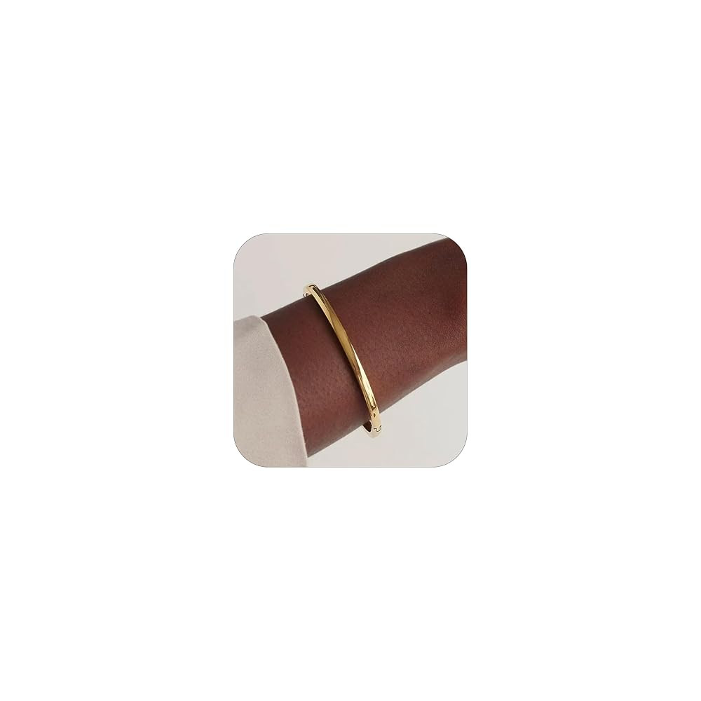 Gold Bangle Bracelets for Women, 18K Gold Plated Stainless Steel Love Friendship Bangles, Polishe... | Amazon (US)