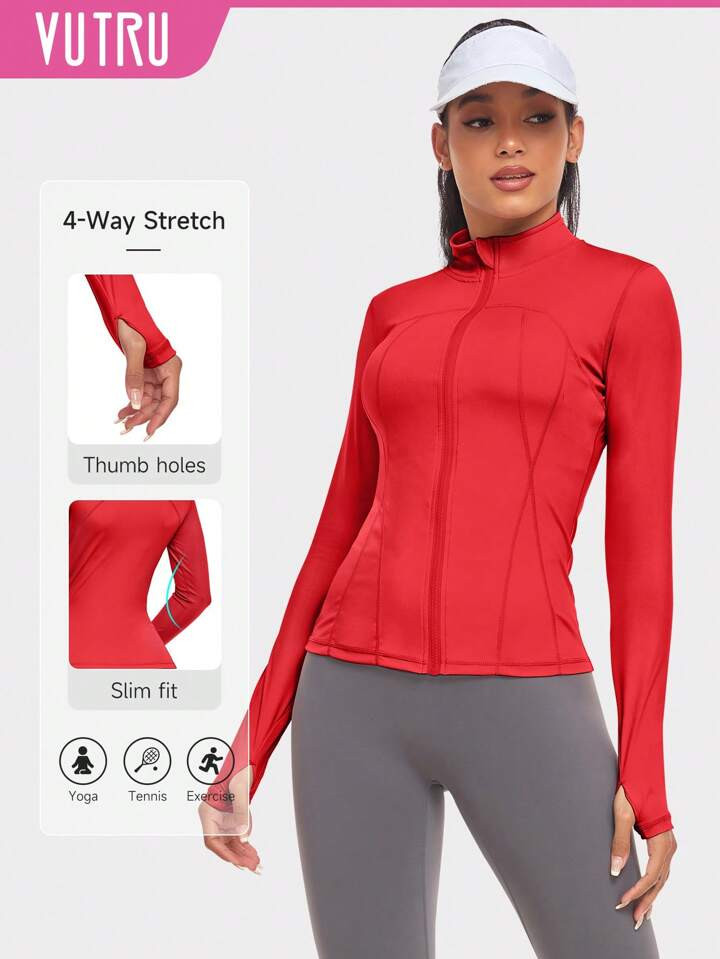 VUTRU Womens' Slim Fit Workout Jacket With Thumbholes Compression Shirt | SHEIN