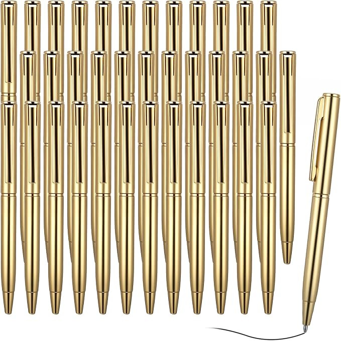 Tucnoeu 36pcs Metal Ballpoint Pens,Retractable Slim Ballpoint Pens,Black Ink Biro Pen,Mini Pens B... | Amazon (UK)