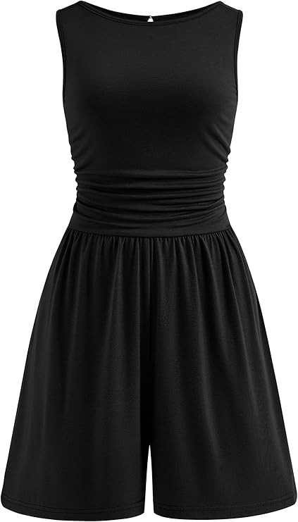 PRETTYGARDEN Summer Rompers for Women 2026 Dressy Casual Sleeveless Short Wide Leg Jumpsuits Beac... | Amazon (US)