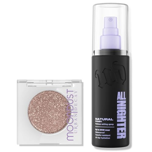 URBAN DECAY Glitter Eyeshadow and Natural Finish Makeup Setting Spray Bundle - All Nighter Waterproof Setting Spray (4 Fl Oz) for Transfer-Resistant Makeup + Moondust Eyeshadow (Space Cowboy) | Amazon (US)
