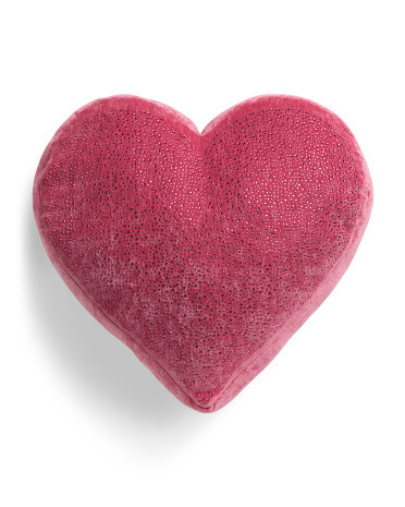 16x18 Crystal Printed Velvet Heart Shape Pillow | TJ Maxx