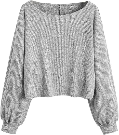 SweatyRocks Women's Casual Crewneck Raglan Long Sleeve Ribbed Knit Crop Top Cropped Sweater | Amazon (US)