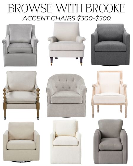 Browse with me for accent chairs! I did a round up of accent chairs from a mix of retailers. This mix is all under $500 ✨

Accent chair, armchair, upholstered chair, swivel chair, velvet chair, leather chair, neutral chair, rolling chair, budget friendly chair, living room seating, modern accent chair, traditional accent chair, wayfair, Amazon, Amazon home, Ballard, target, world market , kirklands 

#LTKunder100 #LTKhome #LTKstyletip