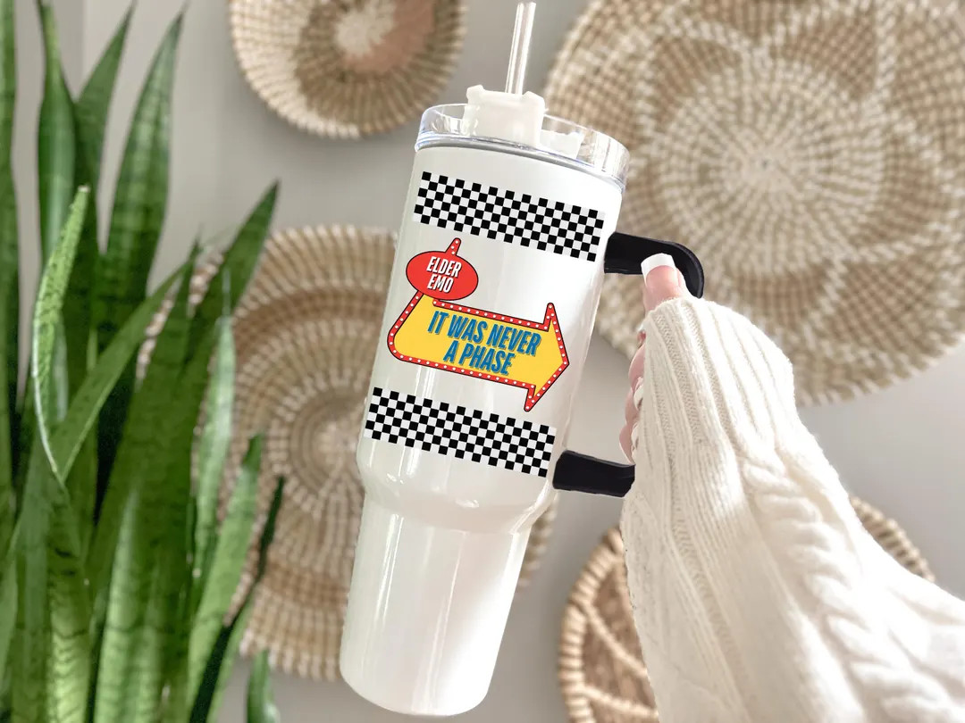 It Was Never A Phase Elder Emo Funny Millennial 40 Oz Tumbler With Black Handle Optional Name Cus... | Etsy (US)