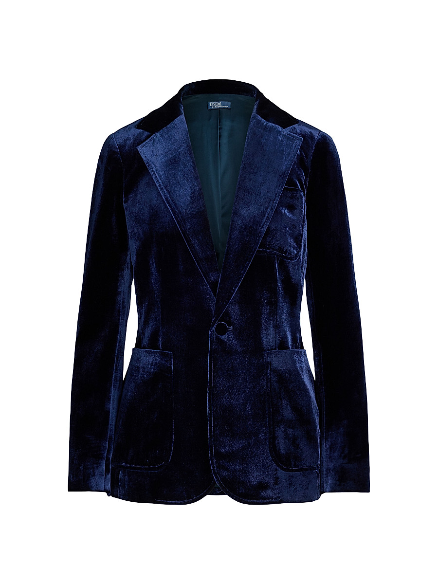 Women's Velvet Single-Breasted Blazer - Navy - Size 10 | Saks Fifth Avenue