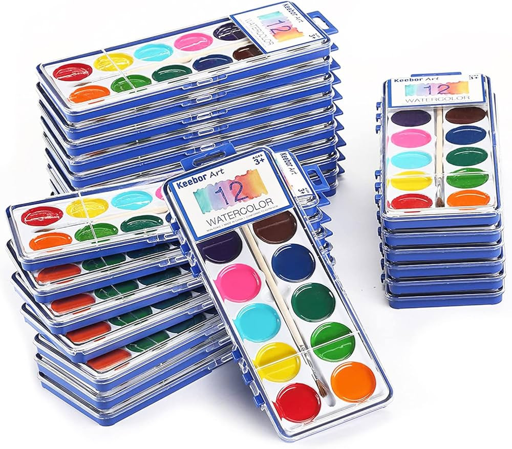 12 Colors Watercolor Paint Set for Kids, 24 Pack Washable Water Colors for Party Favors, Gifts, C... | Amazon (US)