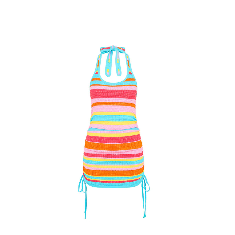 Drawstring Halter Knit Dress - Sunset Strip | Kulani Kinis US