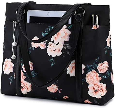 Laptop Tote Bag Womens Work Bags Purse Floral Teacher Handbag Shoulder Bag fit 15.6 in Laptop (Bl... | Amazon (US)