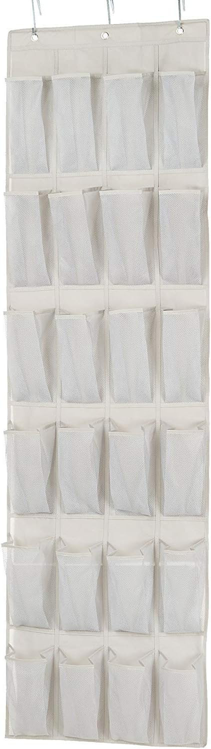 Amazon Basics 24 Medium Mesh Pocket Over-the-Door Hanging Shoe Organizer, Space Saving Shoe Storage, Light Grey | Amazon (US)