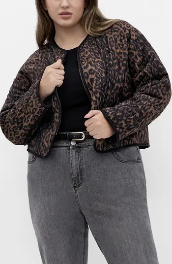 City Chic Leopard Print Crop Quilted Jacket | Nordstrom | Nordstrom