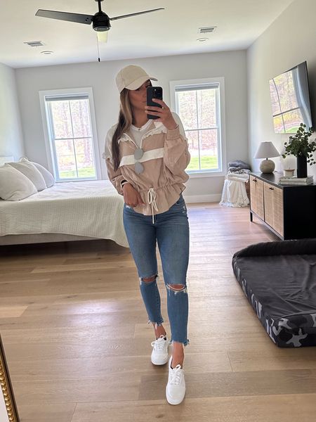 Spring casual 🌼

• free people, walmart finds, linen baseball cap, Abercrombie ripped jeans, white authentic lace up vans, windbreaker, neutral colors, Abercrombie and fitch, FP, sneakers

#LTKunder50 #LTKunder100 #LTKstyletip