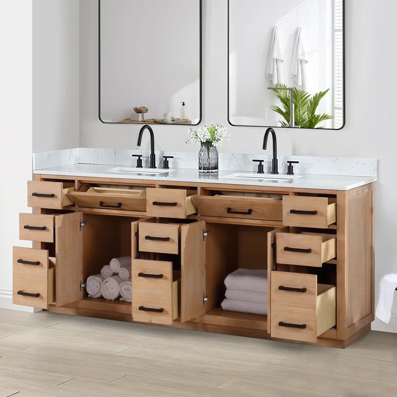 Tangier 84'' Double Bathroom Vanity with Cultured Marble Top | Wayfair North America