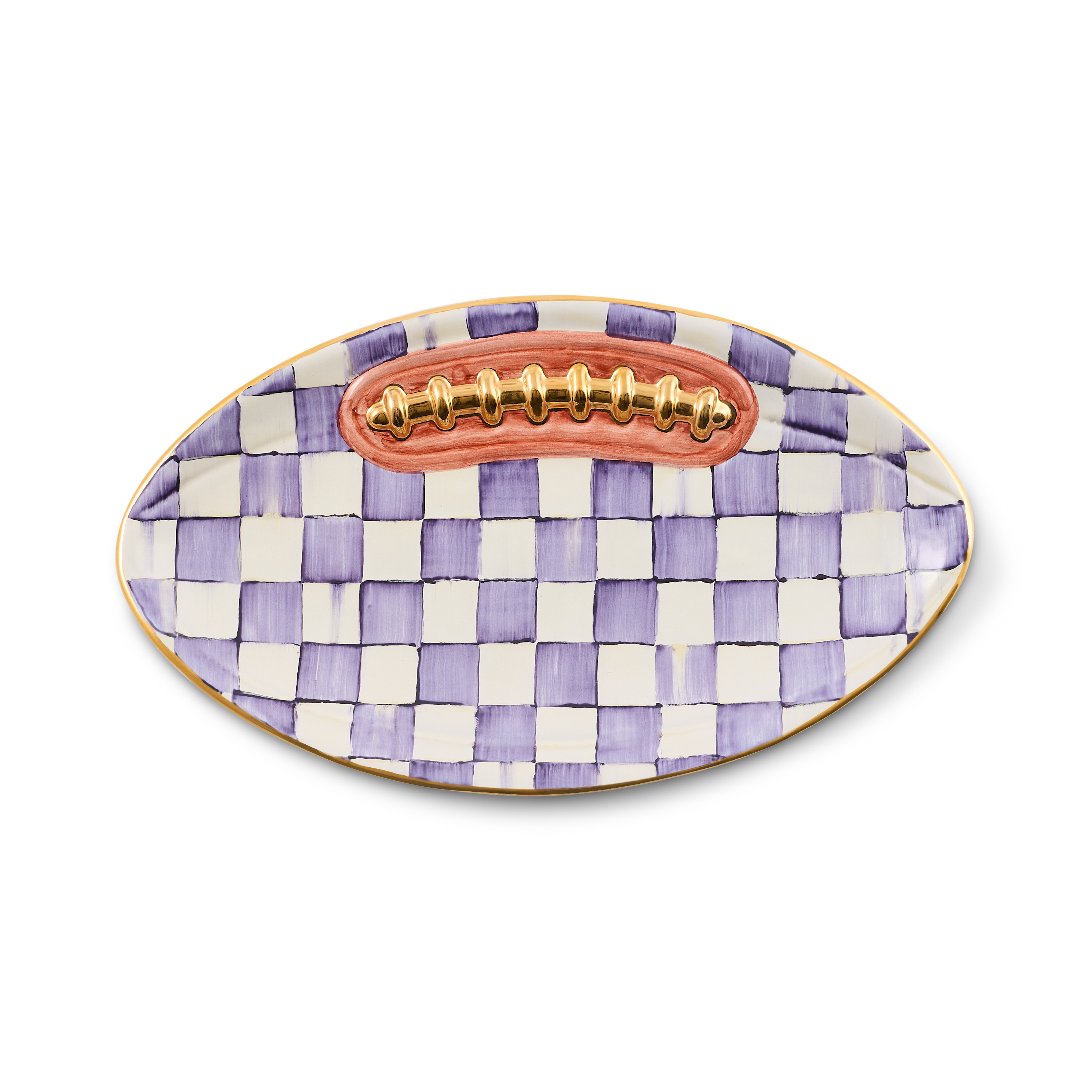 MacKenzie-Childs Violet Check Football Platter | MacKenzie-Childs