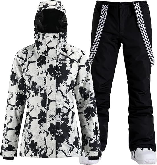 Women's Ski Jackets and Pants Set Snowboarding Snowsuit Snow Coat Hooded Waterproof Windproof | Amazon (US)