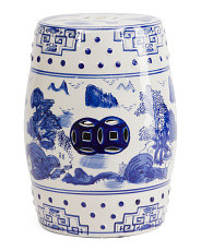 18in Chinoiserie Ceramic Decorative Stool | Chairs & Seating | Marshalls | Marshalls