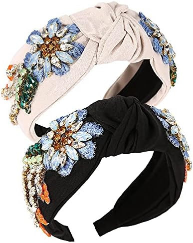 Amazon.com : Qianxuan Rhinestone Crystal Headband For Women Handmade Jewelry Girls Hair Accessori... | Amazon (US)