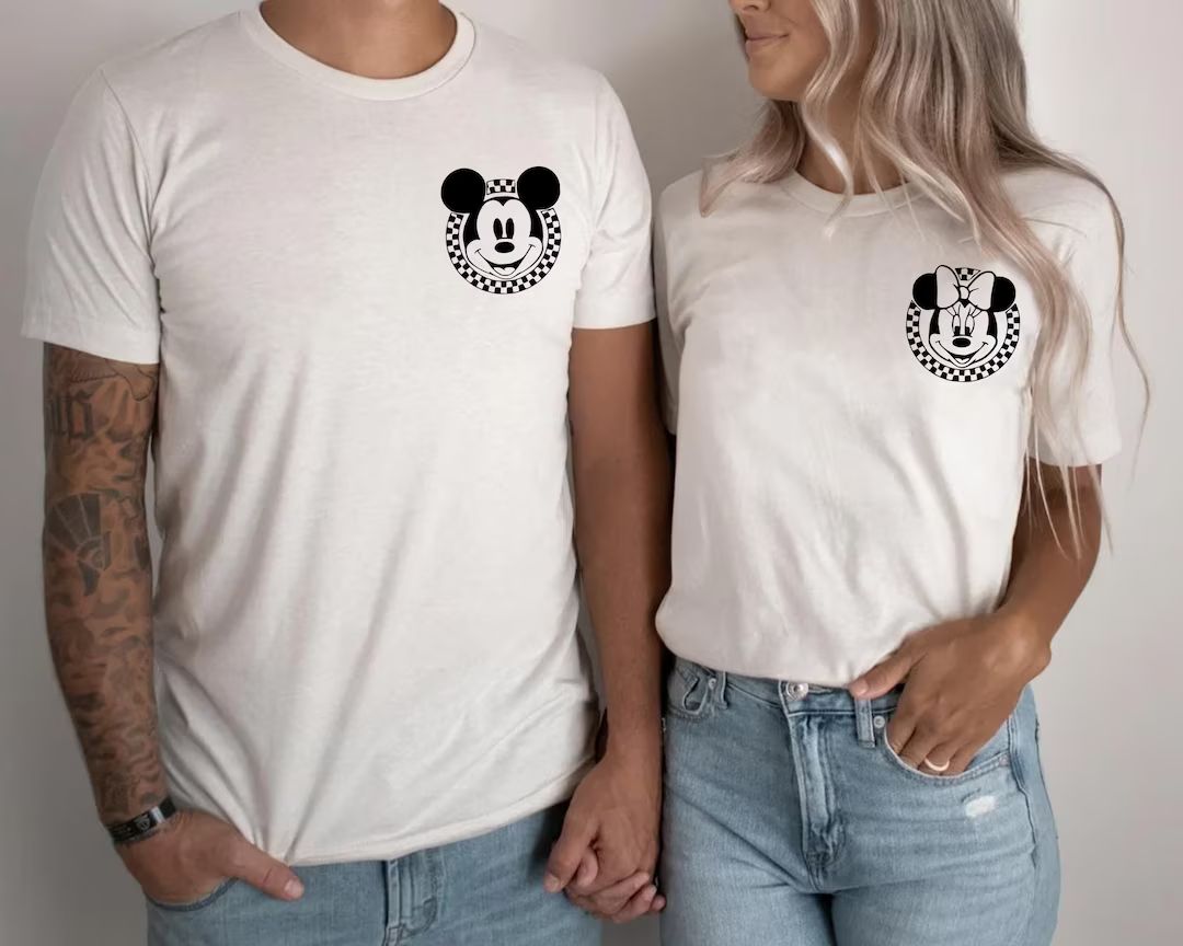 Retro Disney Pocket Size Print Shirts, Mickey Checkered Shirt, Family Shirts, Minnie Mouse Pocket... | Etsy (US)