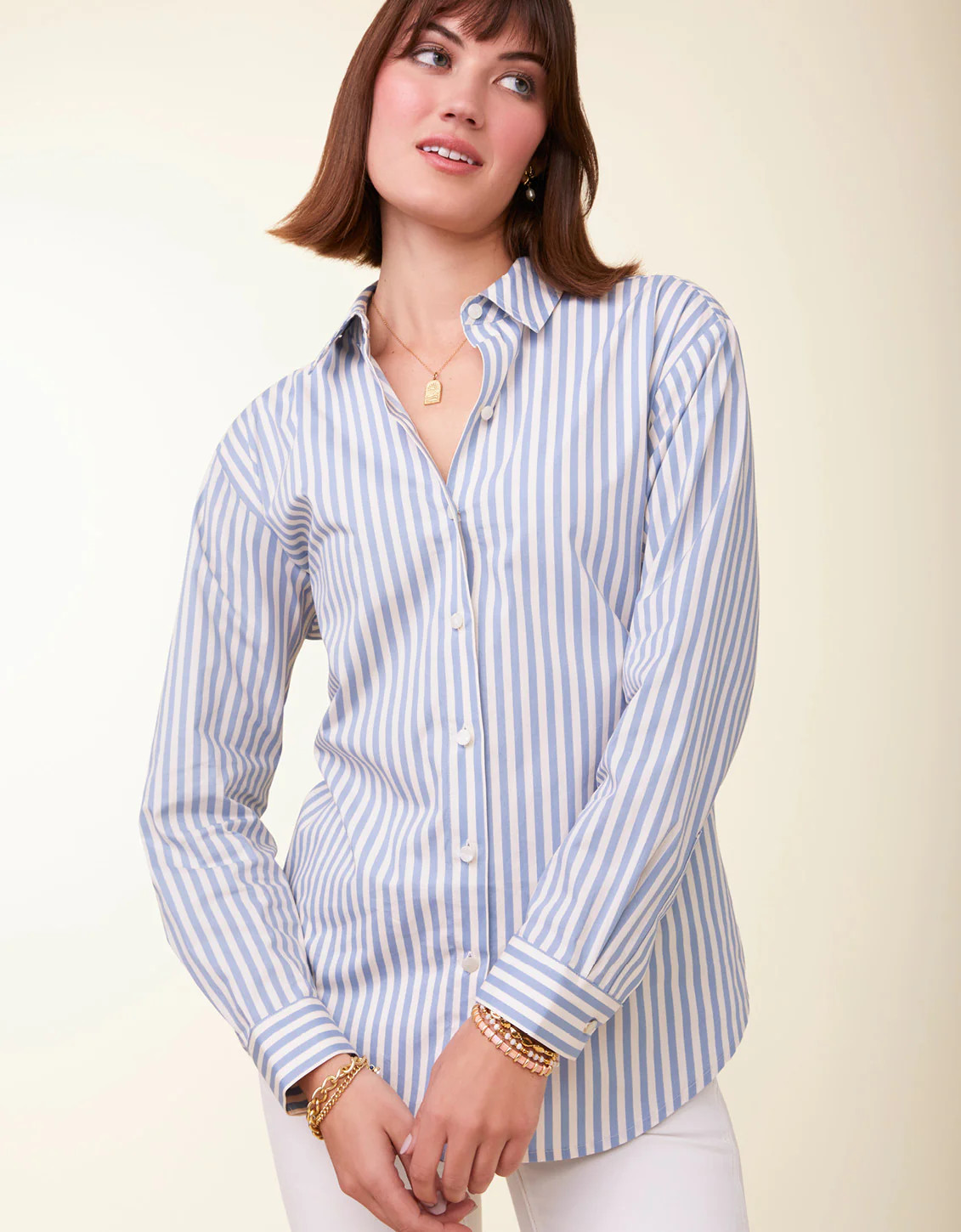 Aida Buttonfront Shirt Lakeside Blue Stripe | Spartina 449