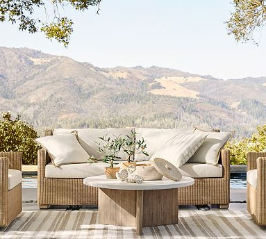 Hampton All-Weather Wicker 78" Sofa | Pottery Barn (US)