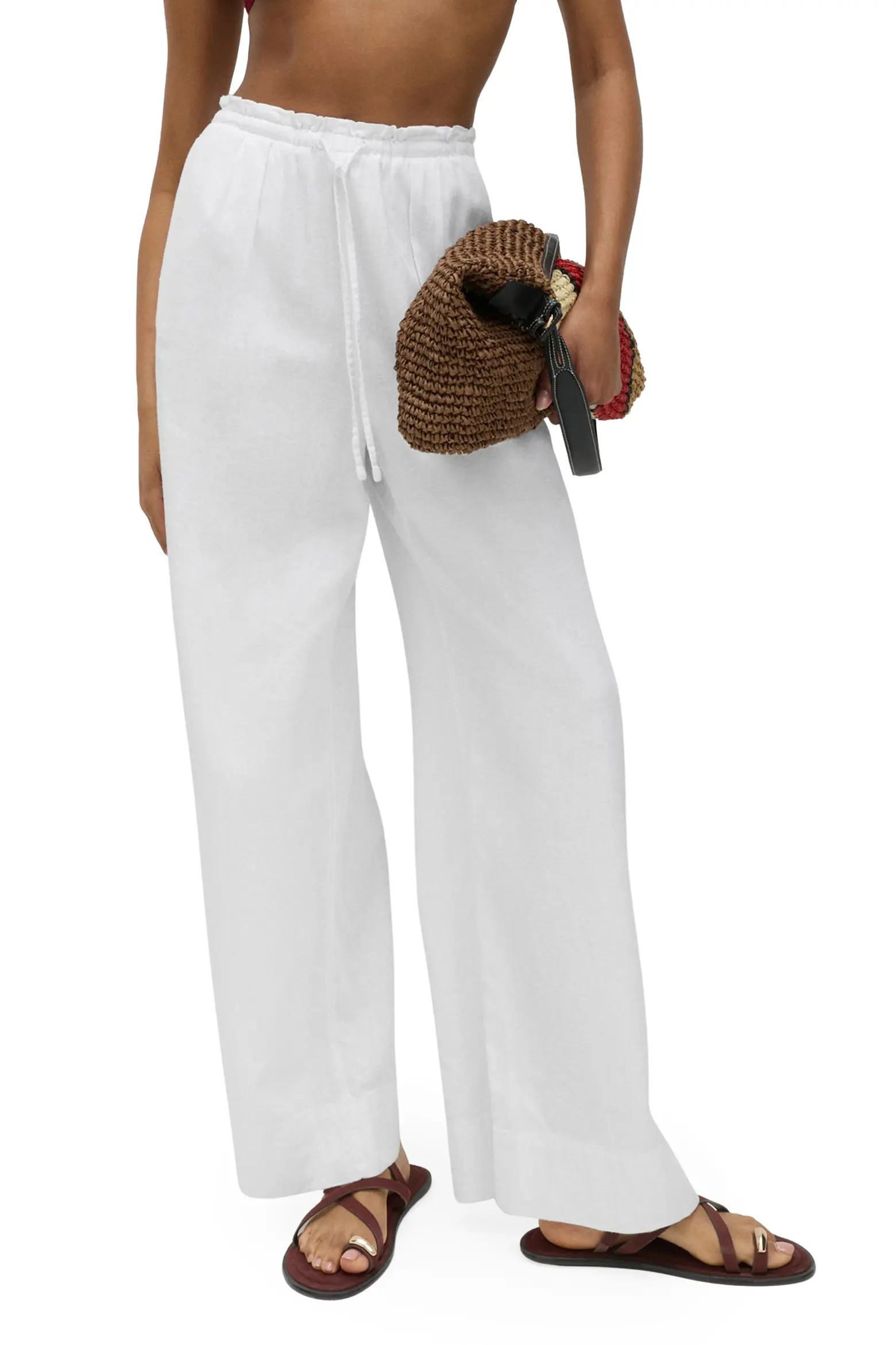 Linen Blend Wide Leg Drawstring Pants (Women) | Nordstrom | Nordstrom