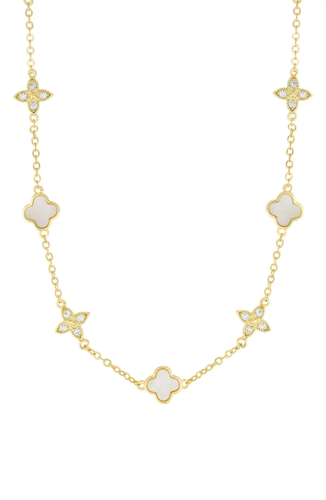 Adornia Mixed Mother-of-Pearl & Cubic Zirconia Clover Station Necklace (Women) | Nordstromrack | Nordstrom Rack