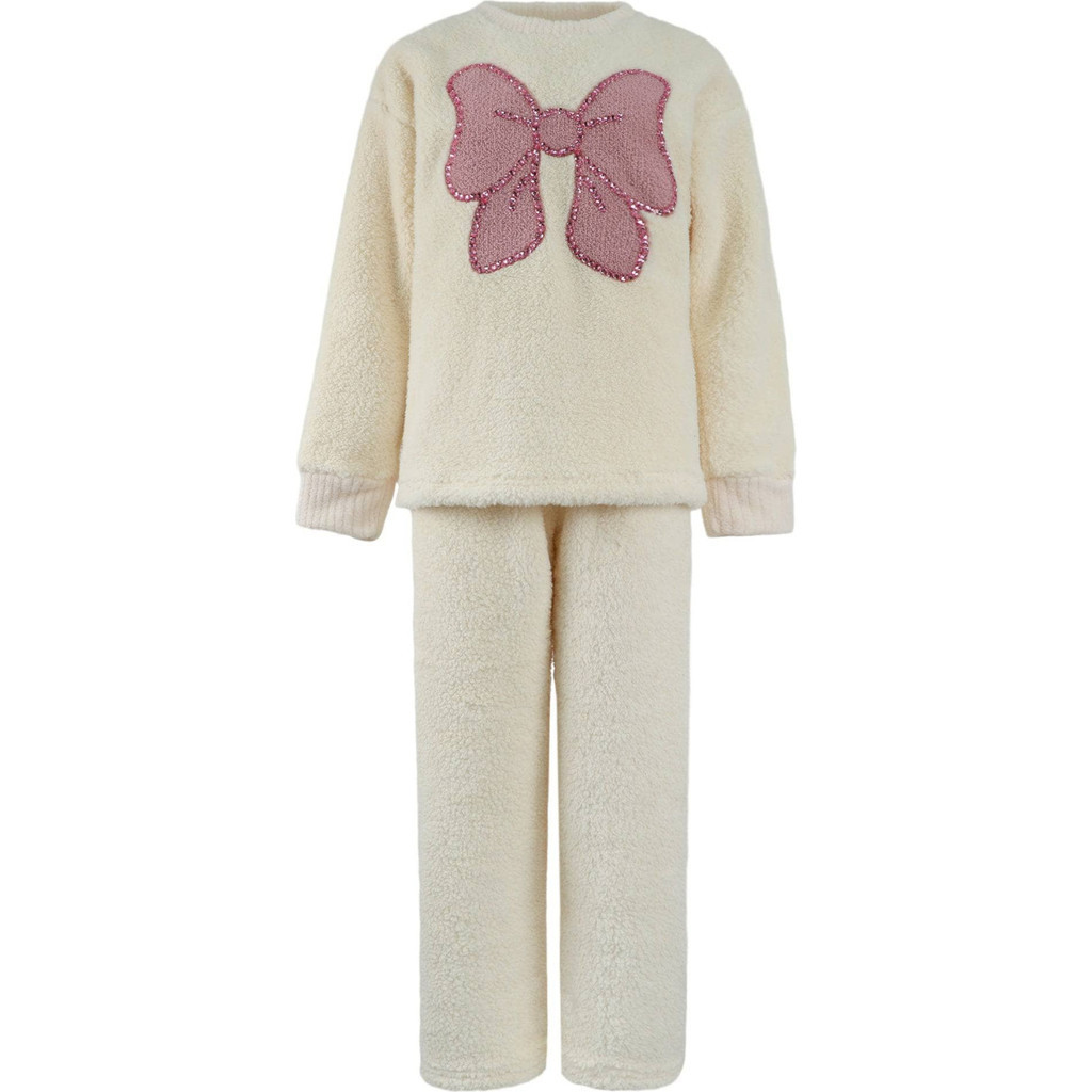 Lola + The Boys Women's Big Bow Crystal Fuzzy Set in White at Nordstrom, Size Small | Nordstrom
