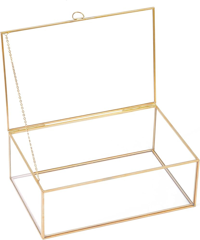 Golden Vintage Clear Glass Lidded Box Edge Bracelet Keepsake Decorative Jewelry Display Home Deco... | Amazon (CA)