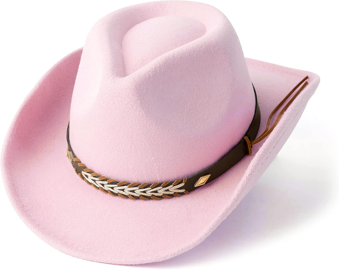 Gossifan Western Cowboy & Cowgirl Hat Felt Wide Brim Women Men Fedora Hats | Amazon (US)