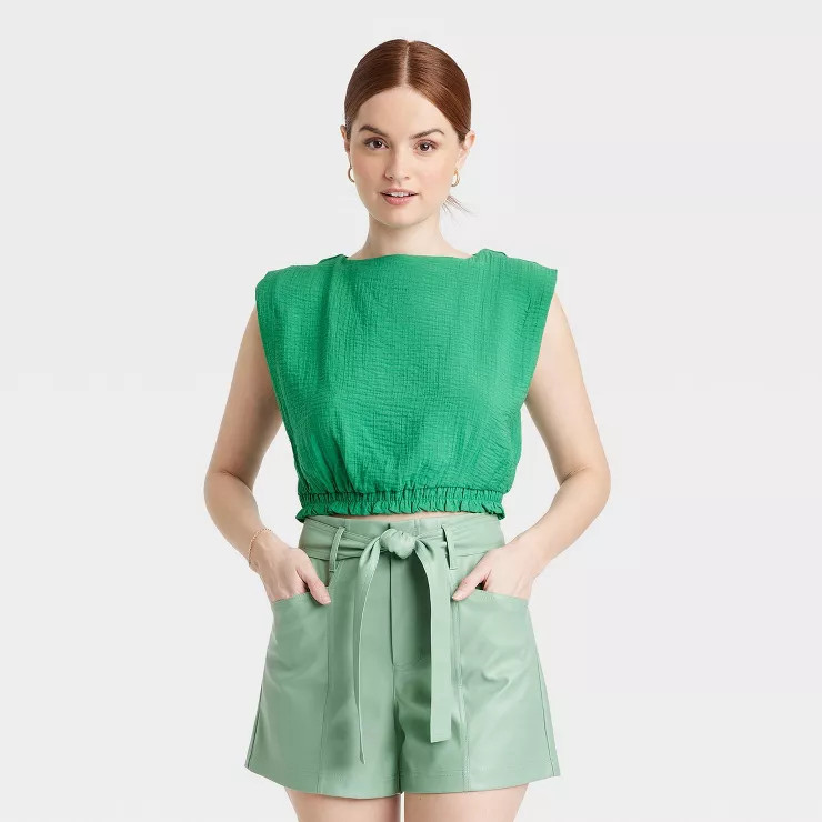 Women's Slim Fit Extended Shoulder Gauze Tank Top - A New Day™ | Target