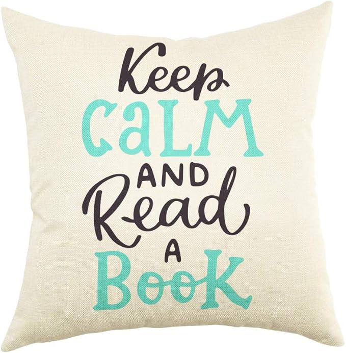 Ogiselestyle Keep Calm and Read A Book Motivational Quote Throw Pillow Cover Reading Decoration H... | Amazon (US)