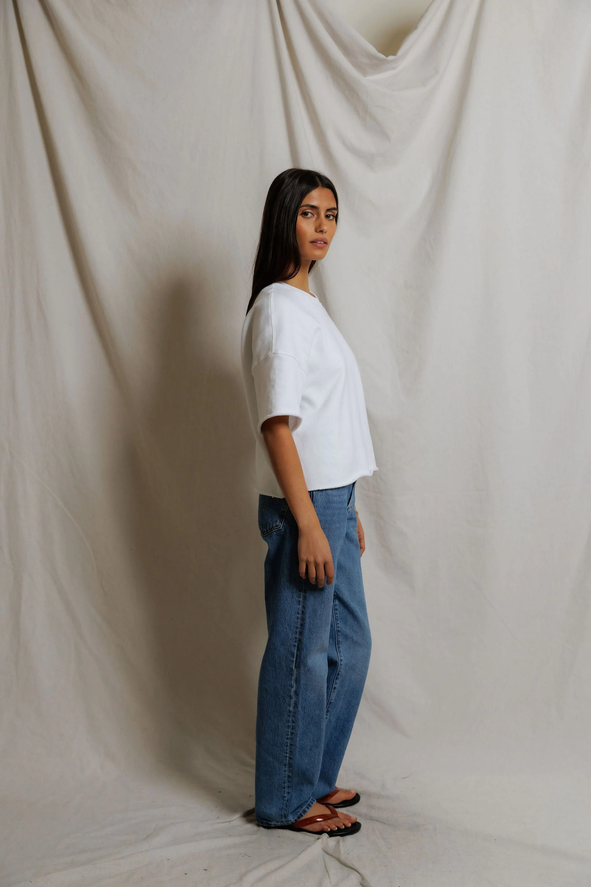 PerfectWhiteTee - Ezra French Terry Short Sleeve Sweatshirt - White | Jones & Daughters